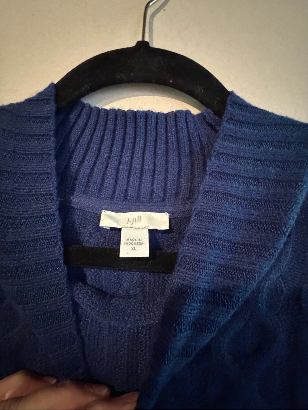 J. Jill Ribbed V-Neck Sweater in Royal Blue